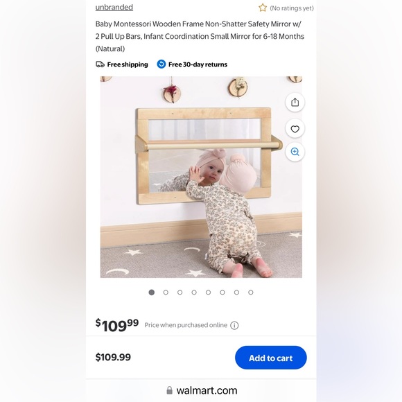 NEW Wooden Shatterproof Mirror & Barre for Babies Toddlers Playrooms Montessori - Picture 2 of 12